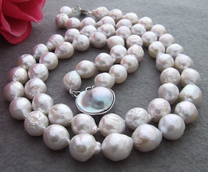 

fashion baroque Freshwater pearl 12MM Bead-Nucleated Pearl Necklace Mabe