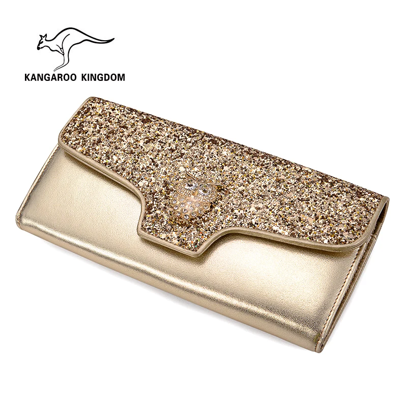 

KANGAROO KINGDOM fashion women wallets split leather trifold lady purse owl decoration wallet