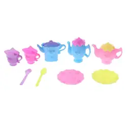 1 компл. кукольные миски Детские воды горшок чашки коврик для ложки мини миниатюрная посуда моделирование Кухня Столовые приборы пластик