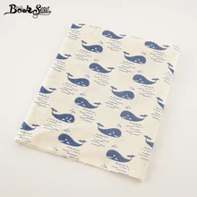 Booksew хлопчатобумажная льняная ткань швейный материал Tissu для сумки скатерть занавеска Подушка украшение синий кит Dsign домашний текстиль