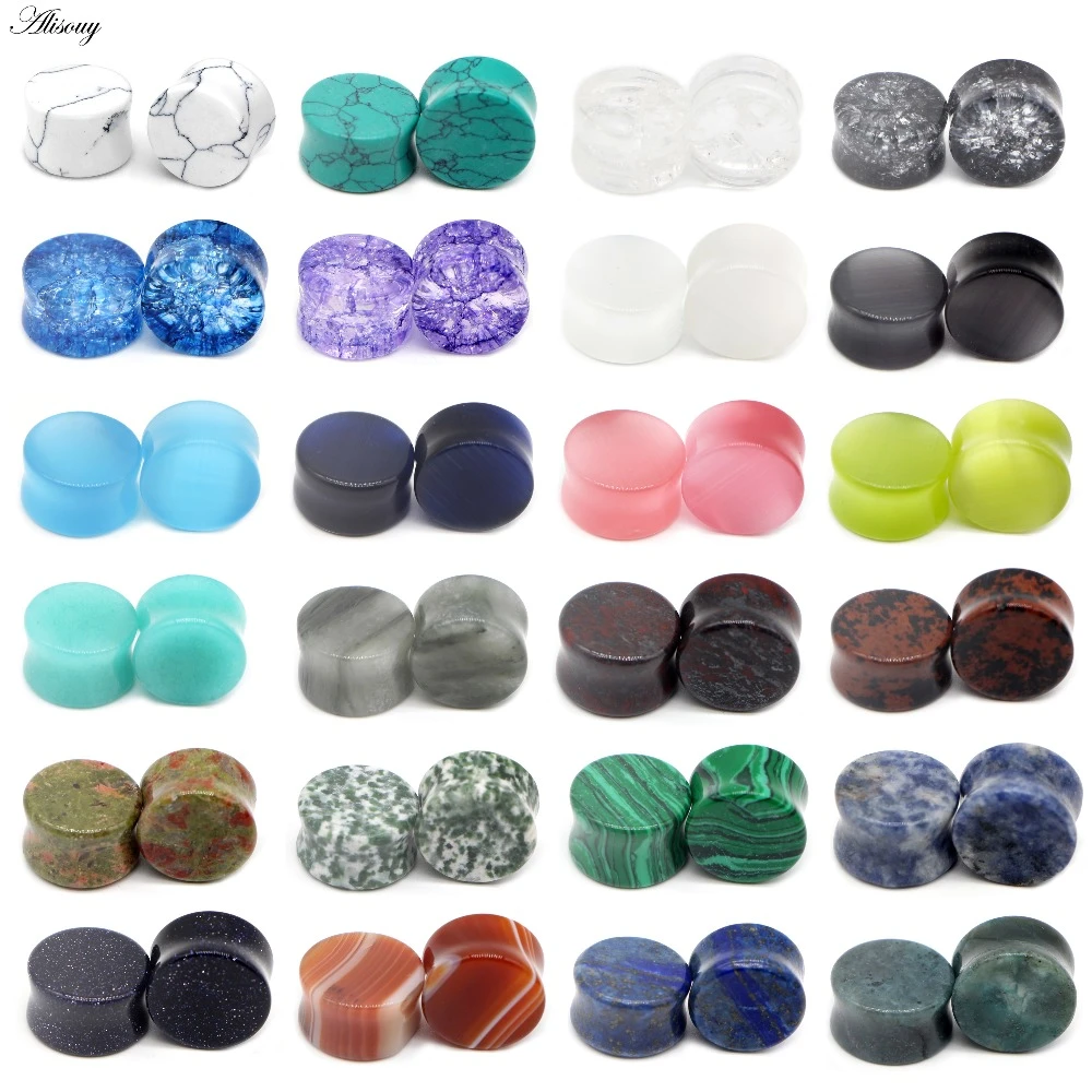 1pc Stone Ear Plug Tunnel Ear Piercings Earring Gauges Helix Piercing