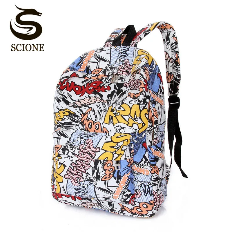 

Factory Price School Bags For Teenagers School Backpack Korean Women Men's Fashion Graffiti Backpack Graffiti Shoulder Bag