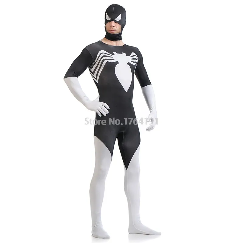 Hot Sale Black And White Open Mouth Superhero Spiderman Cosplay