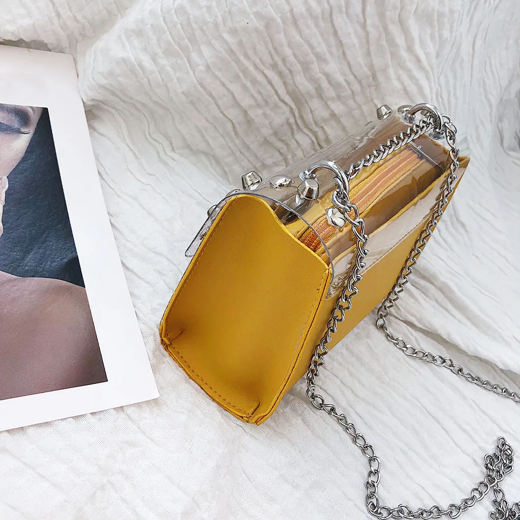 Rivet Small Square Bag Pvc Jelly Transparent Jelly Chain Bag Rivet Letter Decorative Diagonal Package