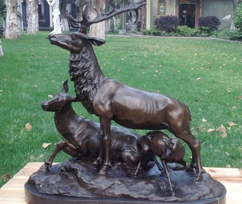 

Art Deco Sculpture Elk Family Three Elk Bronze Statue