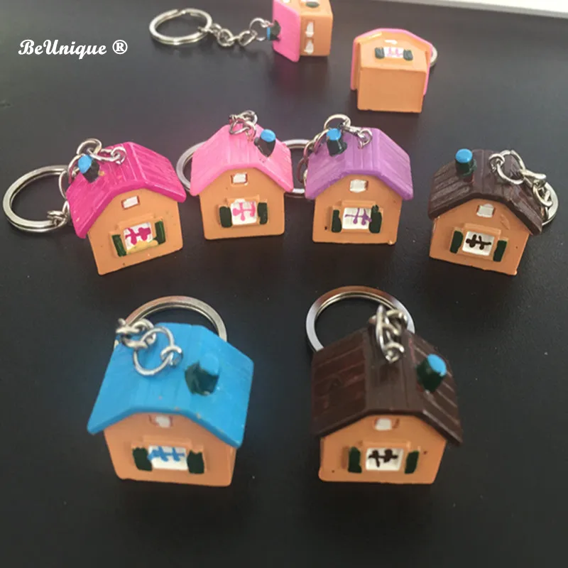 

Cute Resin Mini House Shape keychain Hand painted Color rooms keyring pendant Kids DIY Jewelry Accessories Small gifts wholesale