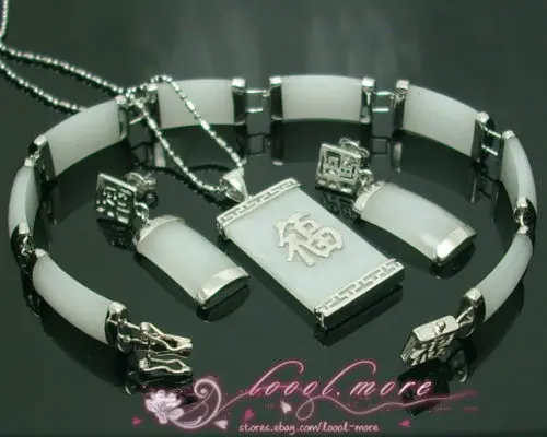 

FREE SHIPPING>>@> FREE SHIPPINGWhite jade Jewellery necklace bracelet earring set H010 Natural jewelry