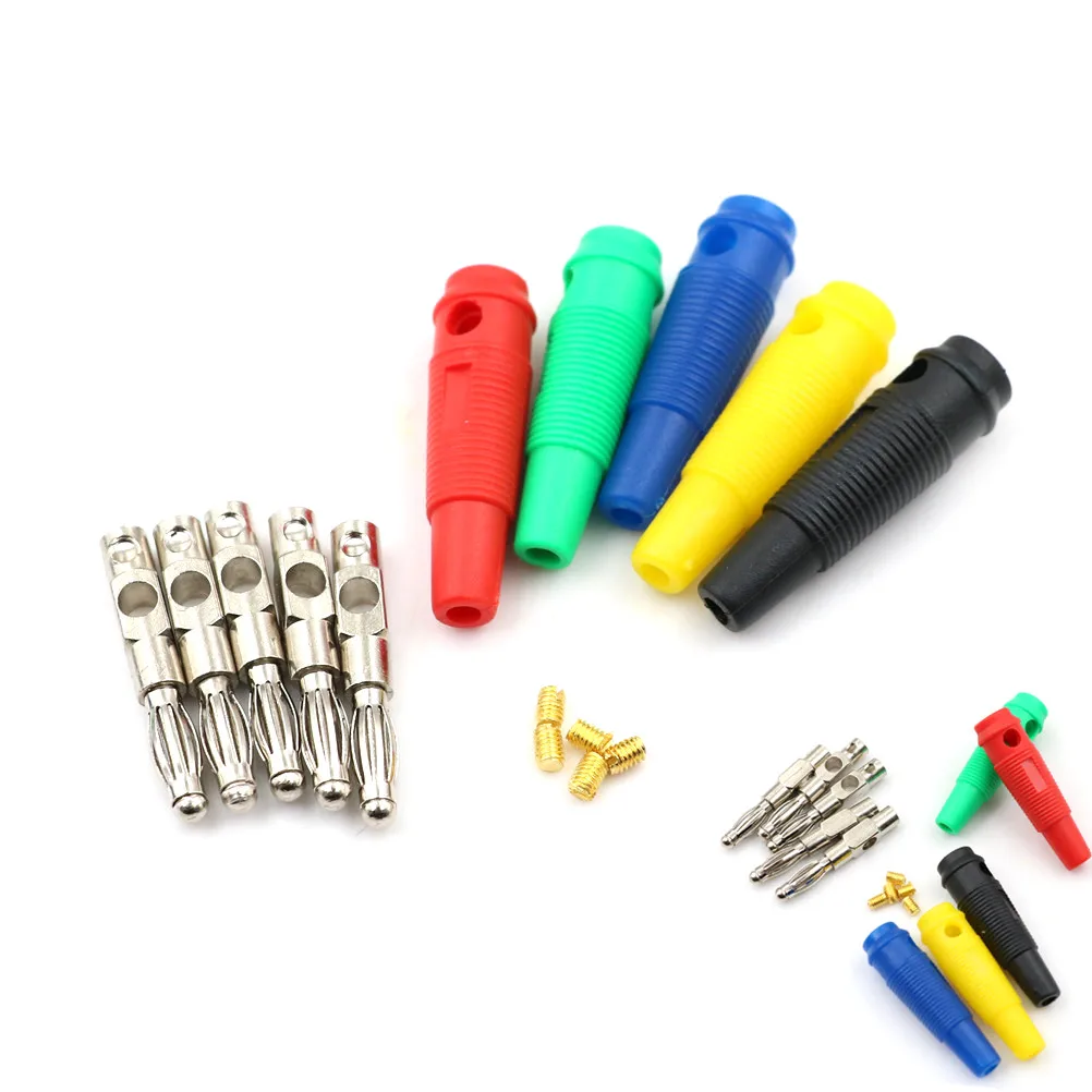 

5Pcs/lot Male High Current Screw Solderless Stackable Banana Plug Connector 4mm Wholesale