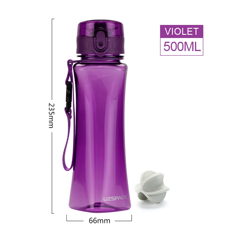 UZSPACE, новинка 350& 500 мл, Спортивная бутылка для воды, креативная, портативная, Спортивная, для кемпинга, чая, сока, Тритан, пластиковая посуда для напитков, моя бутылка для воды - Цвет: 500ml purple