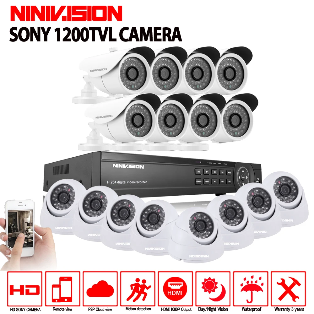 16CH AHD 1080N 1080 P DVR CCTV домашняя камера безопасности системы 16 шт. ИК Крытый Открытый
