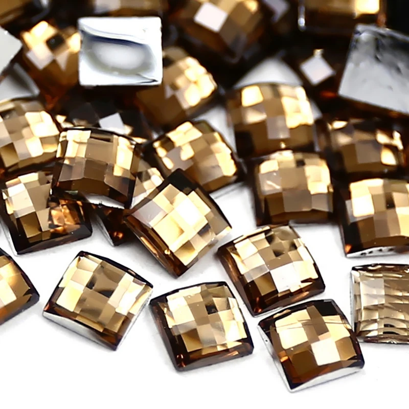 

800PCS/LOT 4x4mm Coffee Square Rhinestone,Nail Art Crystal Acrylic Non Hotfix Flatback glitters for DIY Jewelry Parts