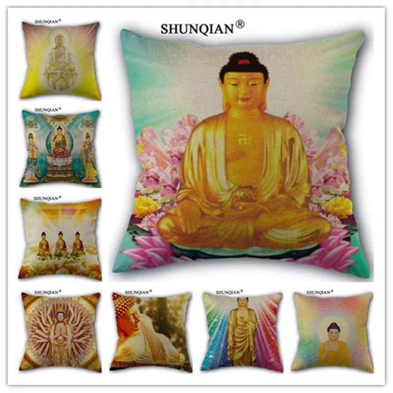 

Fashion High Quality Cotton Linen Sitting in the Buddha Pillowcase Decorative Pillow Case For Home Pillow Cover WZ51617