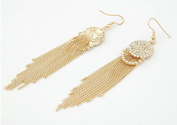 Женские Винтажные висячие серьги Boucle d'oreille длинные с цепочкой и кисточками