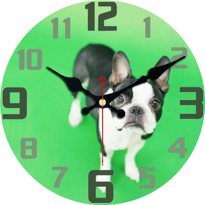 WONZOM абстрактный слон современный стиль деревянные картонные часы, круглые Настенные часы для домашнего декора гостиной не тикающий звук - Цвет: Dog Wall Clock 3