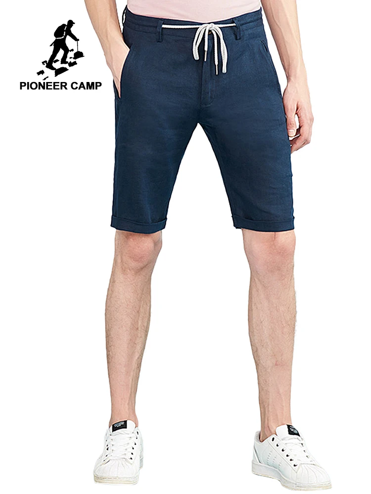 

Pioneer camp new casual shorts for men brand clothing slim fit solid linen breathable male shorts thin Homme Bermuda ADK802106