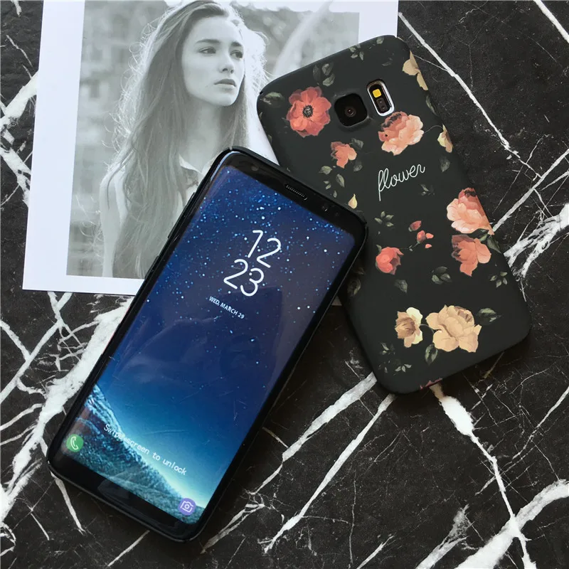 Для Samsung Galaxy S8/s8plus/S7 матовый чехол светящийся чехол с цветами для Galaxy S8 Plus жесткий чехол-накладка из ПК для телефона, полный край защиты