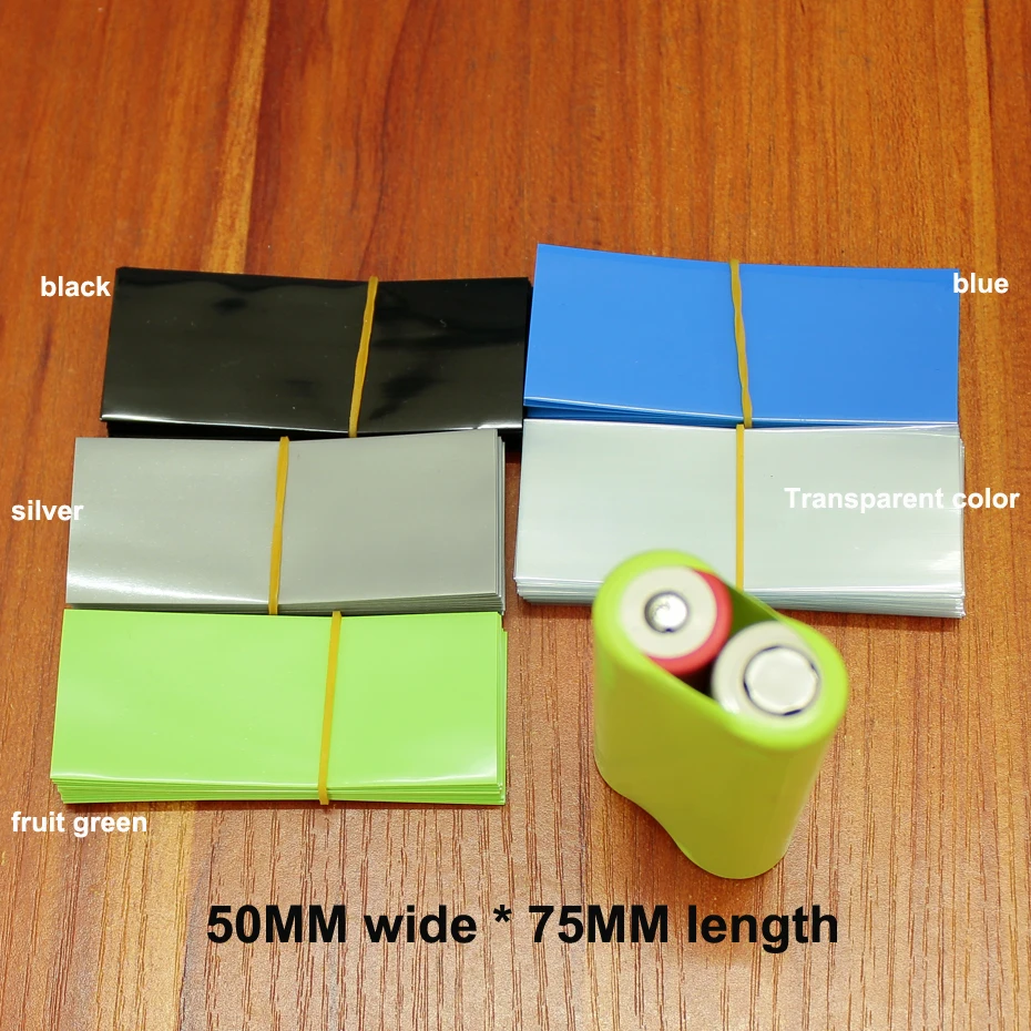 

100pcs/lot Lithium Battery Package Heat Shrink Tubing 18650 Battery Skin PVC Heat Shrink Film Insulation Cover Shrink Film