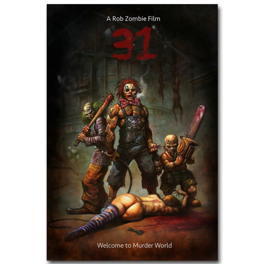 Hot New A Rob Zombie Film 31 Horror Movie-Silk Art Poster Wall Sicker Decoration Gift