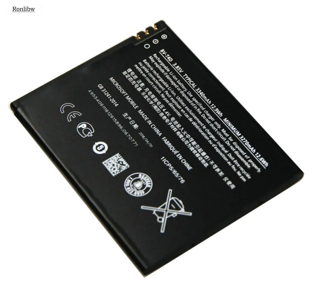 Ronlibw 2 шт 3340mAh литий-ионный аккумулятор BV-T4D/BVT4D Замена для Nokia Microsoft Lumia 950 XL 940 RM-1116