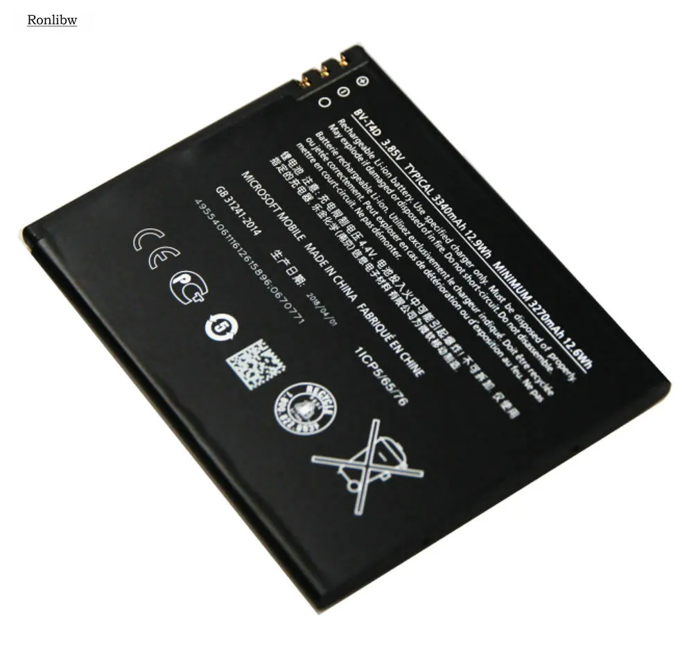

Ronlibw 2Pcs 3340mAh Li-ion Battery BV-T4D / BVT4D Replacement For Nokia Microsoft Lumia 950 XL 940 XL RM-1116 RM-1118