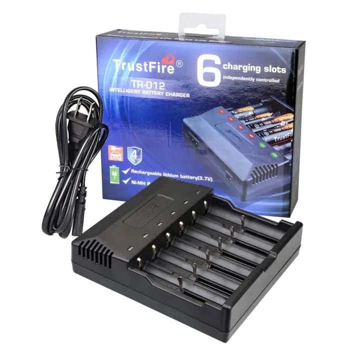 

Trustfire TR-012 Universal Digicharger Intelligent TR012 Battery Charger With 6 Slots for 18650 18350 16340 14500 AA AAA