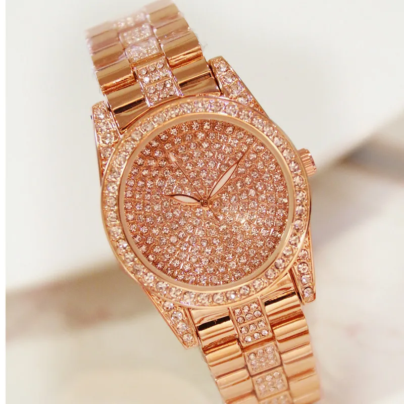 

2019 New Hot Chain Watch Without Digital Rhinestone Dial Metal Strap Gold and Silver Rose Gold Female Watch Fashion & Casual
