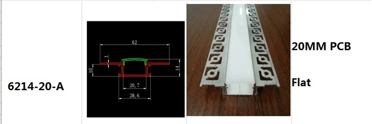 5-30 шт./лот 100 см Светодиодный линейный striip корпус штукатурка встроенный СВЕТОДИОДНЫЙ алюминиевый профиль, двухрядный 20 мм ленточный светильник