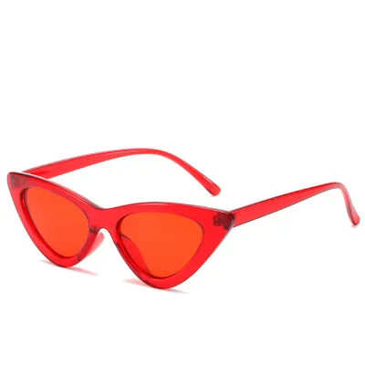 Сексуальные женские солнцезащитные очки "кошачий глаз", модные брендовые дизайнерские солнцезащитные очки, винтажные женские солнцезащитные очки UV400 - Цвет линз: clear red