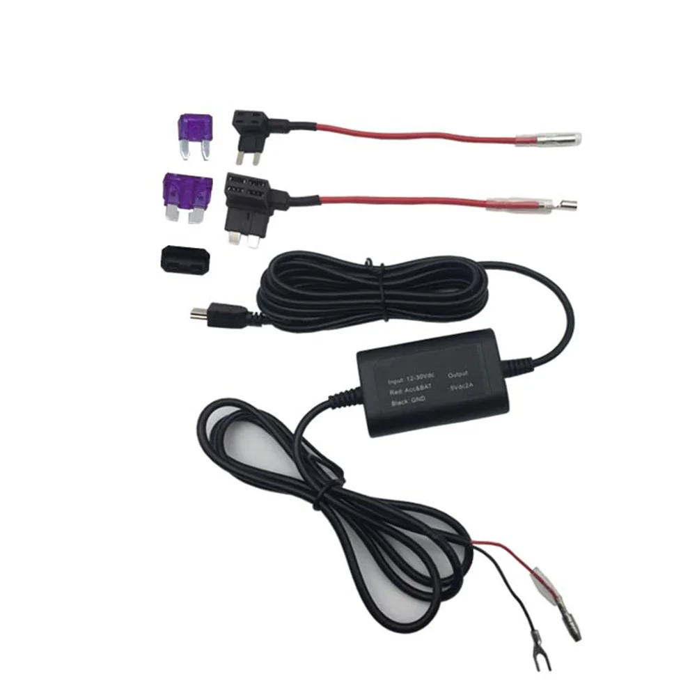 12 V-24 V до 5V понижающий проводных аксессуары адаптер конвертер Авто Kit DVR кабель видеокамера Зарядное устройство Mini USB 5 Pin предохранителя