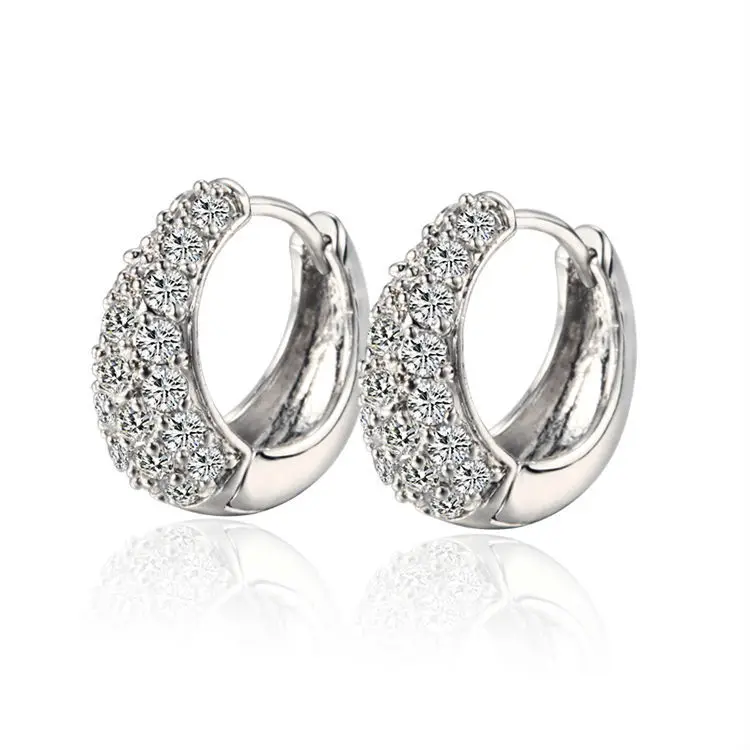 

Wholesale New 2017 CC Hoop Earrings For Women Bijoux Zirconia CC Earring White Gold Color Earings Fashion Free Shipping 25EW-88