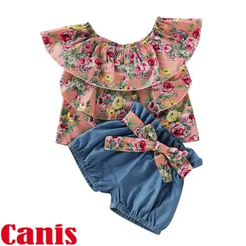 

Summer Toddler Girl Floral Tops Shorts Outfits Set Clothes