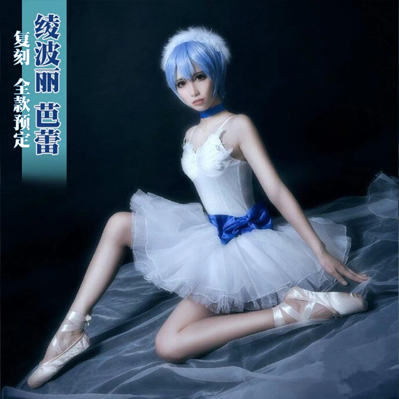 [Распродажа] аниме Neon Genesis Evangelion EVA Ayanami Rei балетное платье Лолита косплей костюм + головной убор Хэллоуин Бесплатная доставка