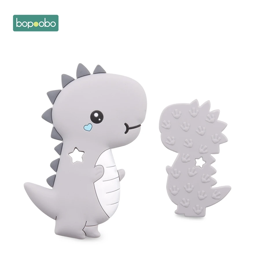 Bopoobo3PC силиконовый Силиконовый грызунок, милый динозавр, бусина, детские удобные аксессуары, может Жевательная еда, класс, игрушка для ванны, сделай сам, ожерелье, подарок - Цвет: Gray Dinosaur