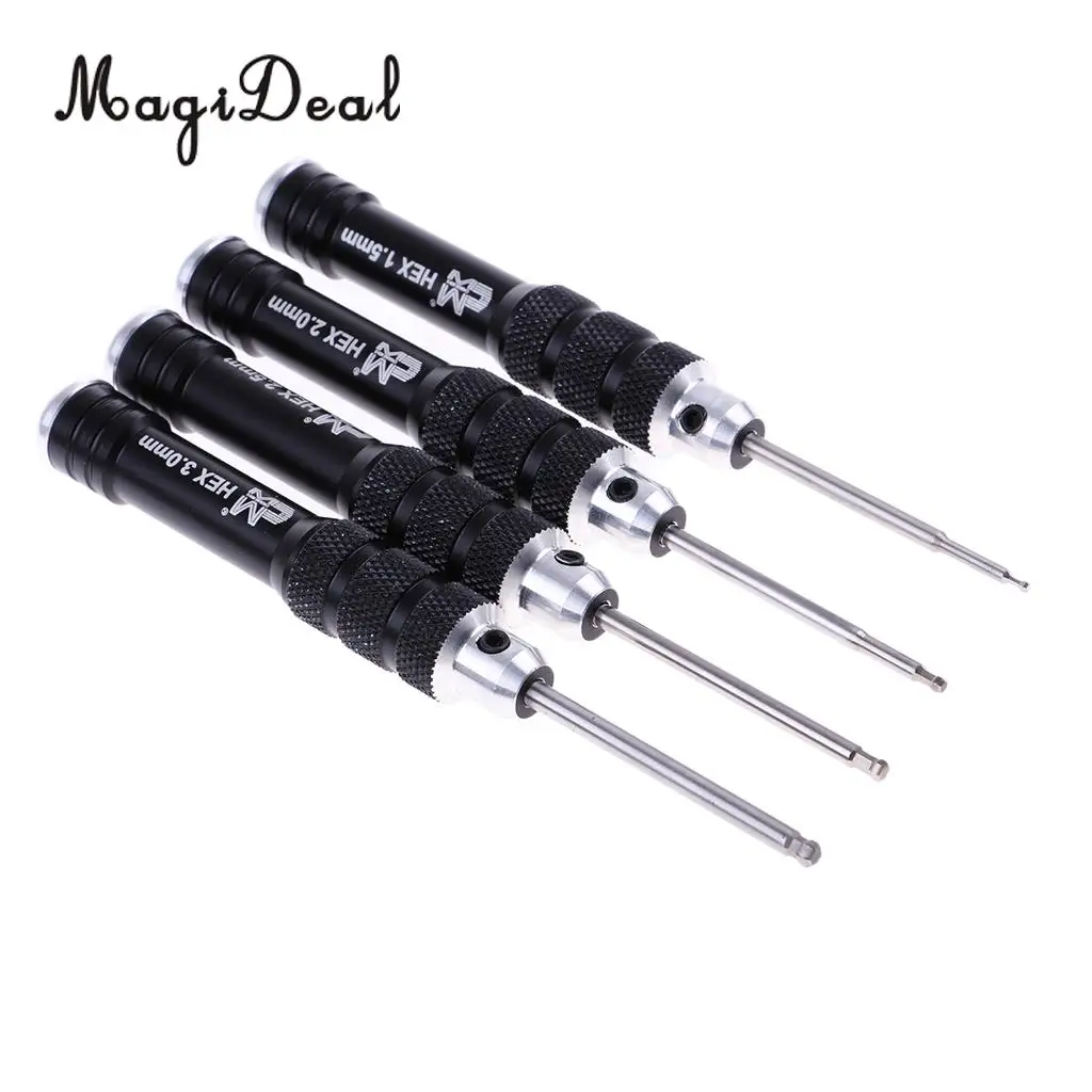 MagiDeal 4Pcs RC Car Hexagonal Hex Screwdriver Repair Tool Kit for Landing Gear Shock Absorber Assembly 1.5mm 2mm 2.5mm 3mm