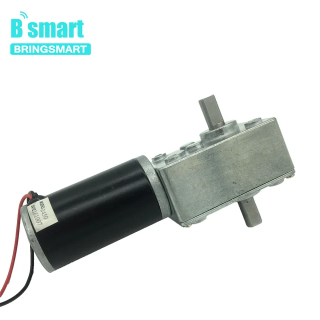 Bringsmart 12V Double Shaft DC Motor Worm Gear High Torque 5-470RPM 24 Volt Motor D Shaft Worm Reducer Reversible Customized 1