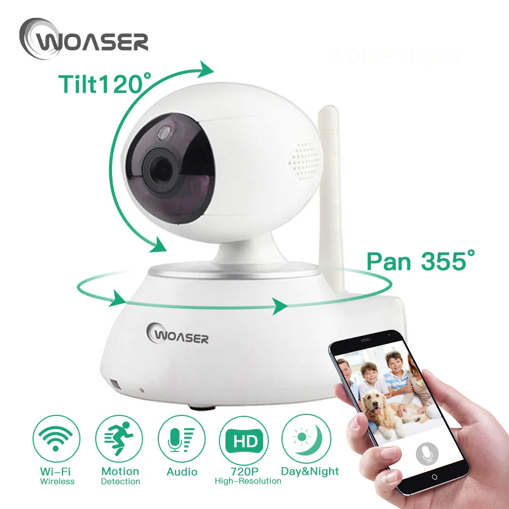 

WOASER 720P Wireless Wifi IP Camera Pan Tilt IR-Cut Home Security Camera Night Vision CMOS CCTV Network IP Camera Phone Control