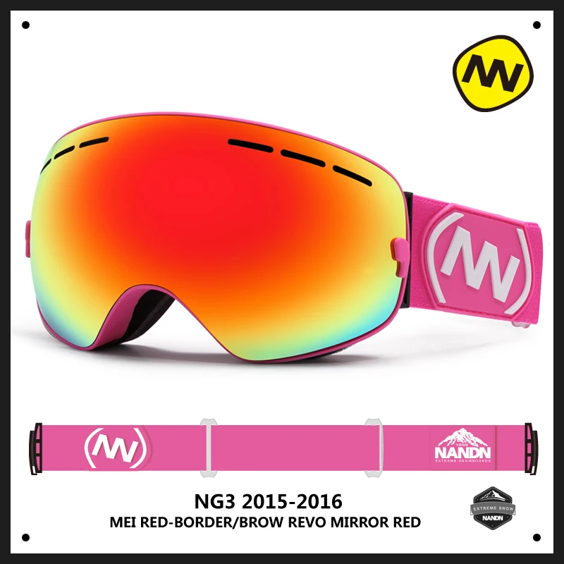Nuevo NANDN marca gafas de esquí doble UV400 anti-niebla gran máscara de esquí gafas de esquí de las mujeres de los hombres de nieve snowboard gafas