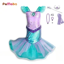 PaMaBa/платье Русалочки для девочек; Детский карнавальный костюм принцессы Ариэль; детская одежда для дня рождения; Vestidos; товары для Хэллоуина