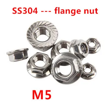 

500pcs/lot M5 DIN6923 Hexagon Flange Nut A2-70 Stainless Steel Nut-Flange