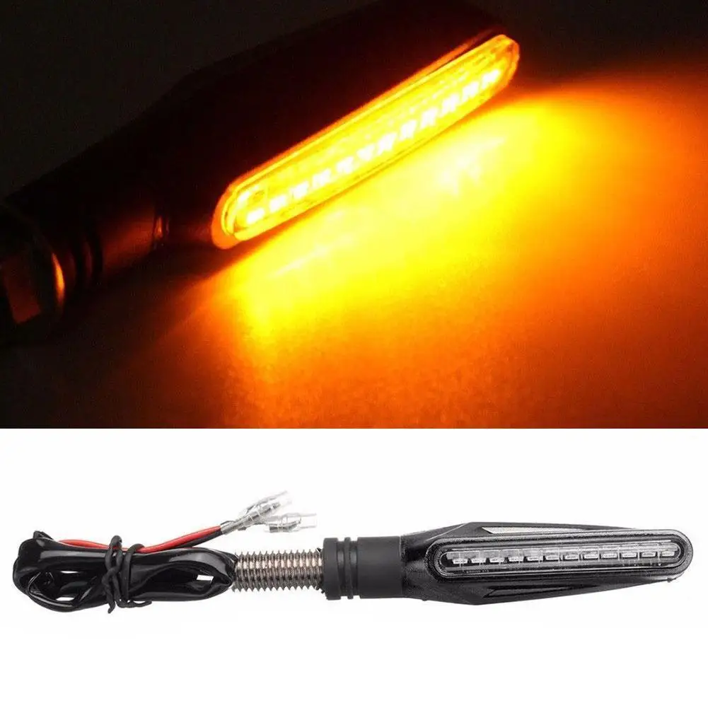 Newest 1pc Flowing Universal Motorcycle 12LED Turn Signal Indicator Light Amber