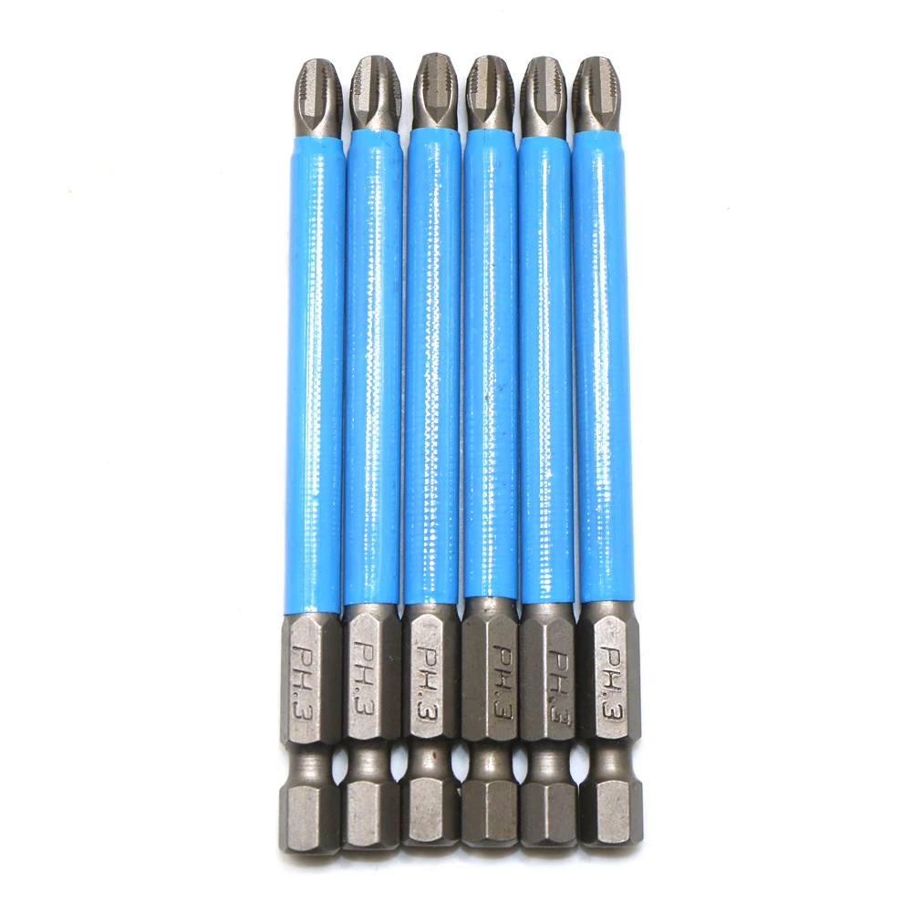 6pc Hex Shank Anti Slip Phillips PH3 Electric Screwdriver Bit