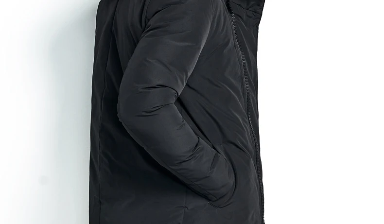 BOSIBIO зимние мужские парки, утепленное черное пальто на молнии, ветрозащитная Повседневная Верхняя одежда, теплая Модная куртка, Новое поступление 89818