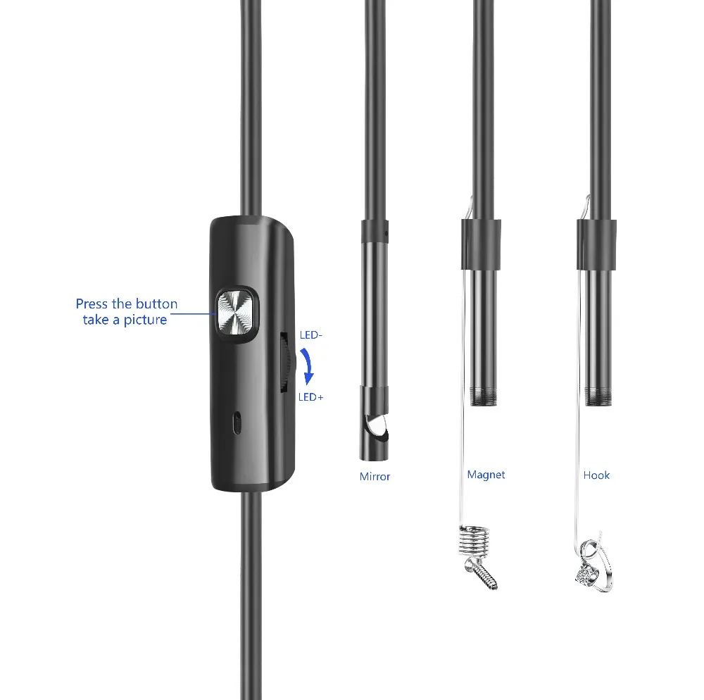 3 в 1 эндоскоп IP67 Водонепроницаемый Бороскоп 8,0 мм инспекционная мини-камера 720P с USB адаптером для Android iphone