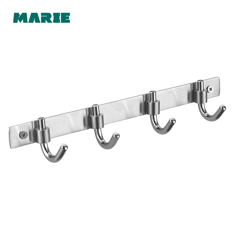 Robe Hook Clothes Wall Towel Bathroom Coat Hanger 3 4 5 6 Robe Hooks Stainless Steel Mounted Brushed Kitchen Bedroom