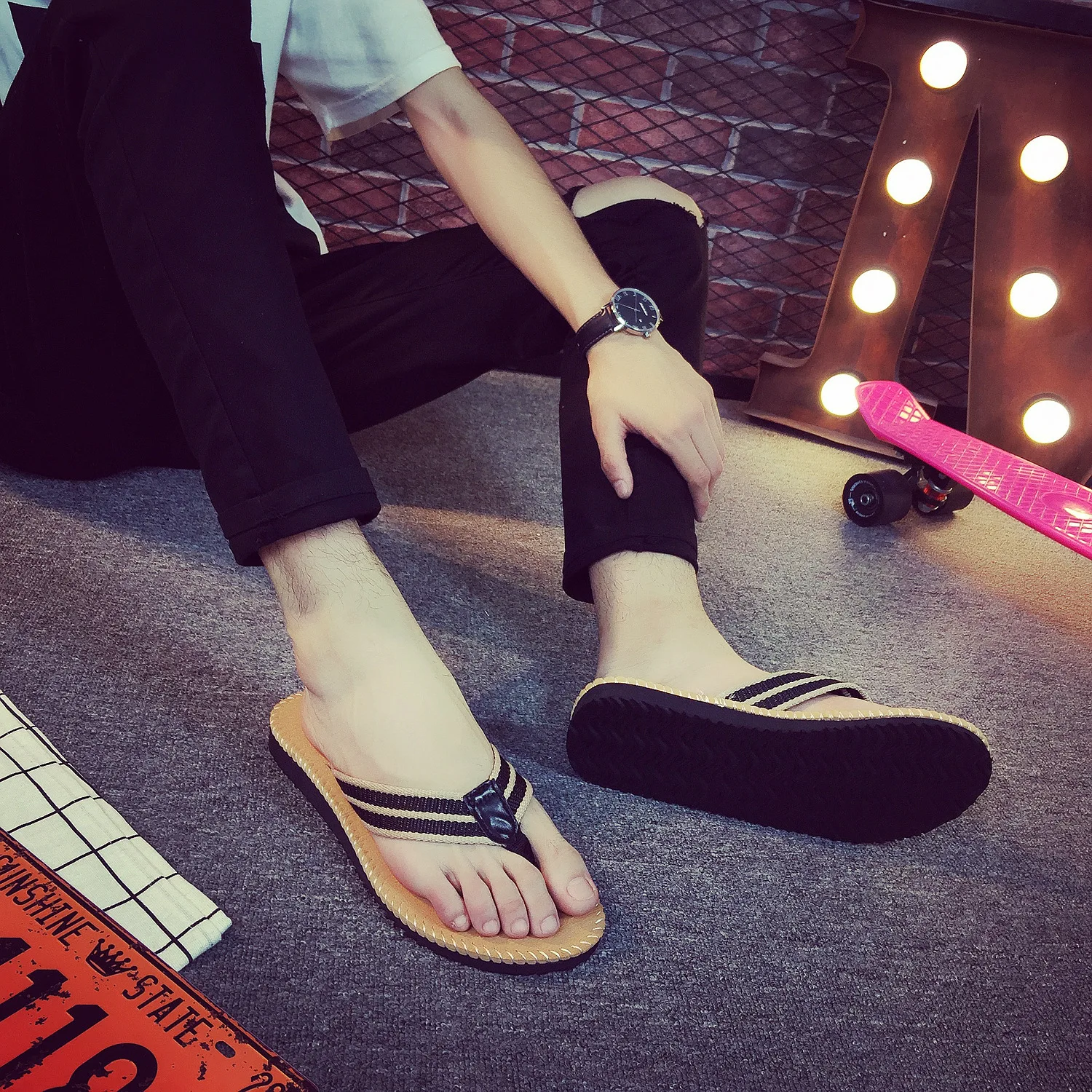 

Summer lazy drag skid trend casual shoes men's slippers beach