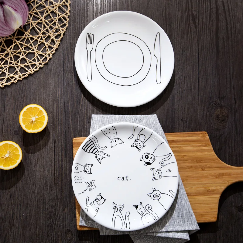 

8inch European family ceramic dinner plate cartoon Western-style food tableware fruit steak dish