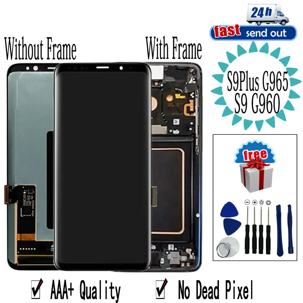 

AMOLED G960f G965f LCD For SAMSUNG Galaxy S9 / S9 Plus S9Plus LCD Display Touch Screen Tested Digitizer Assembly With Frame