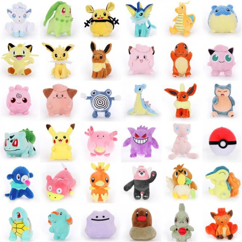 

5PC/Lot Pikachu Gengar Eevee Bulbasaur Charmander Dragonite Stuffed Animals Cartoon Plush Toys For Children