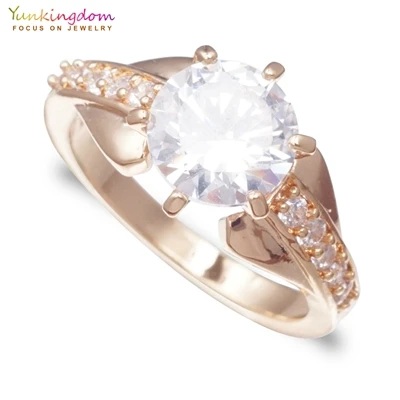 Кристалл Кубического Циркония Золотое заполненное обручальное кольцо элегантные модные ювелирные изделия кольца для женщин - Цвет основного камня: Белый