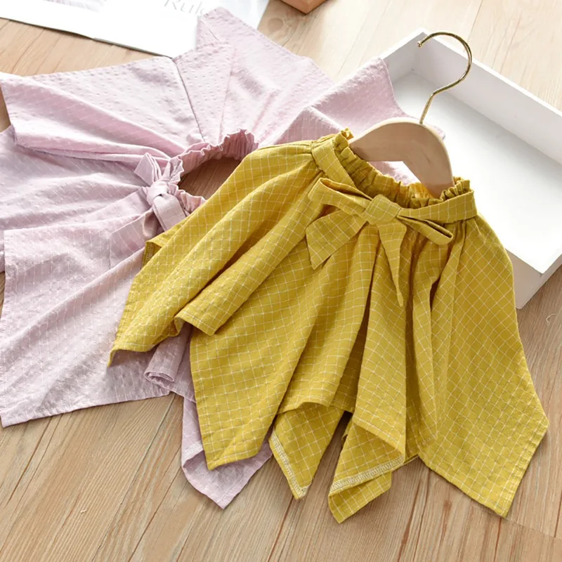 

Summer Girls Skirt Cute Baby Girl Plaid Pattern Irregular Short Skirt With Sashes Design Casual Toddler Sundress for Girls